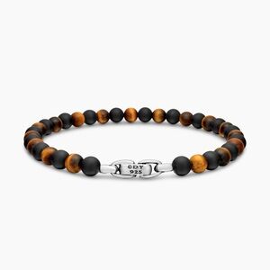 NWT David Yurman Black and Brown Beaded Bracelet with Silver Clasp